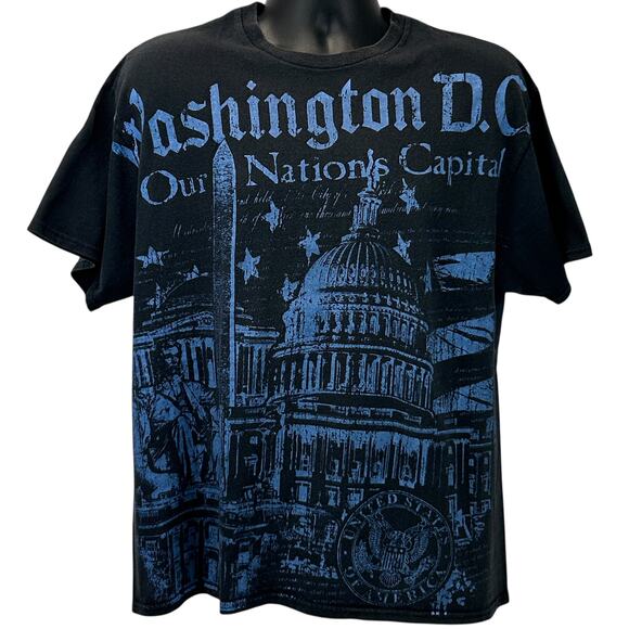 Washington DC Nations Capital T Shirt USA Monuments Black Graphic Tee XL X-Large - Picture 1 of 5